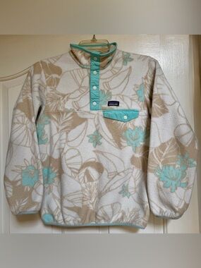 Patagonia Kids Synchilla Fleece Pullover Cream Aqua Snap T Large